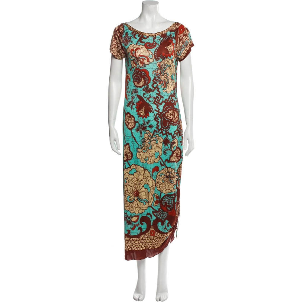 Jean Paul Gaultier Soleil Vintage Printed Midi Dress Womens Size Medium Italy